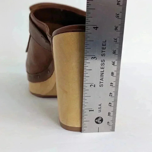 Madewell Kiltie Clogs Westway Wooden Heel Leather Fringe Tassel - Picture 15 of 16